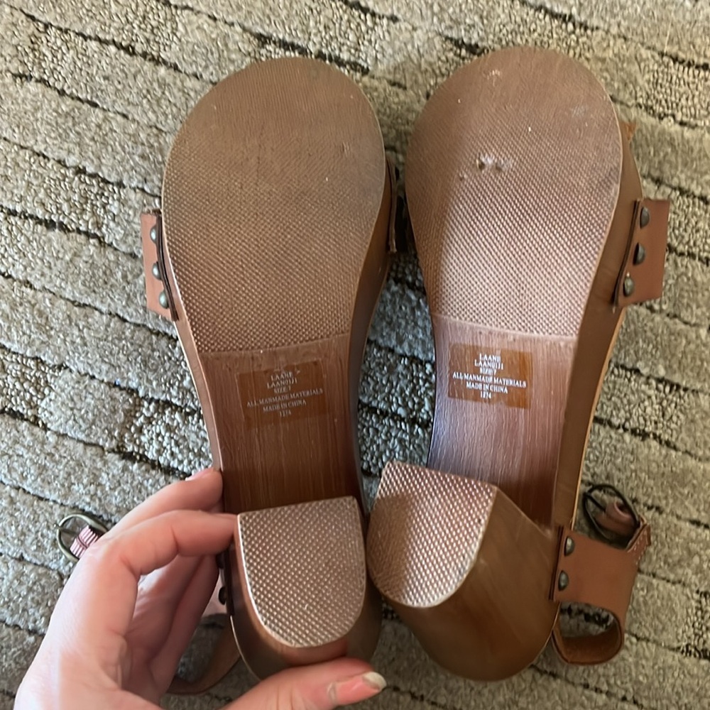 Brown Leather Wedge Sandals Madden Girl NYC - Picture 5 of 5